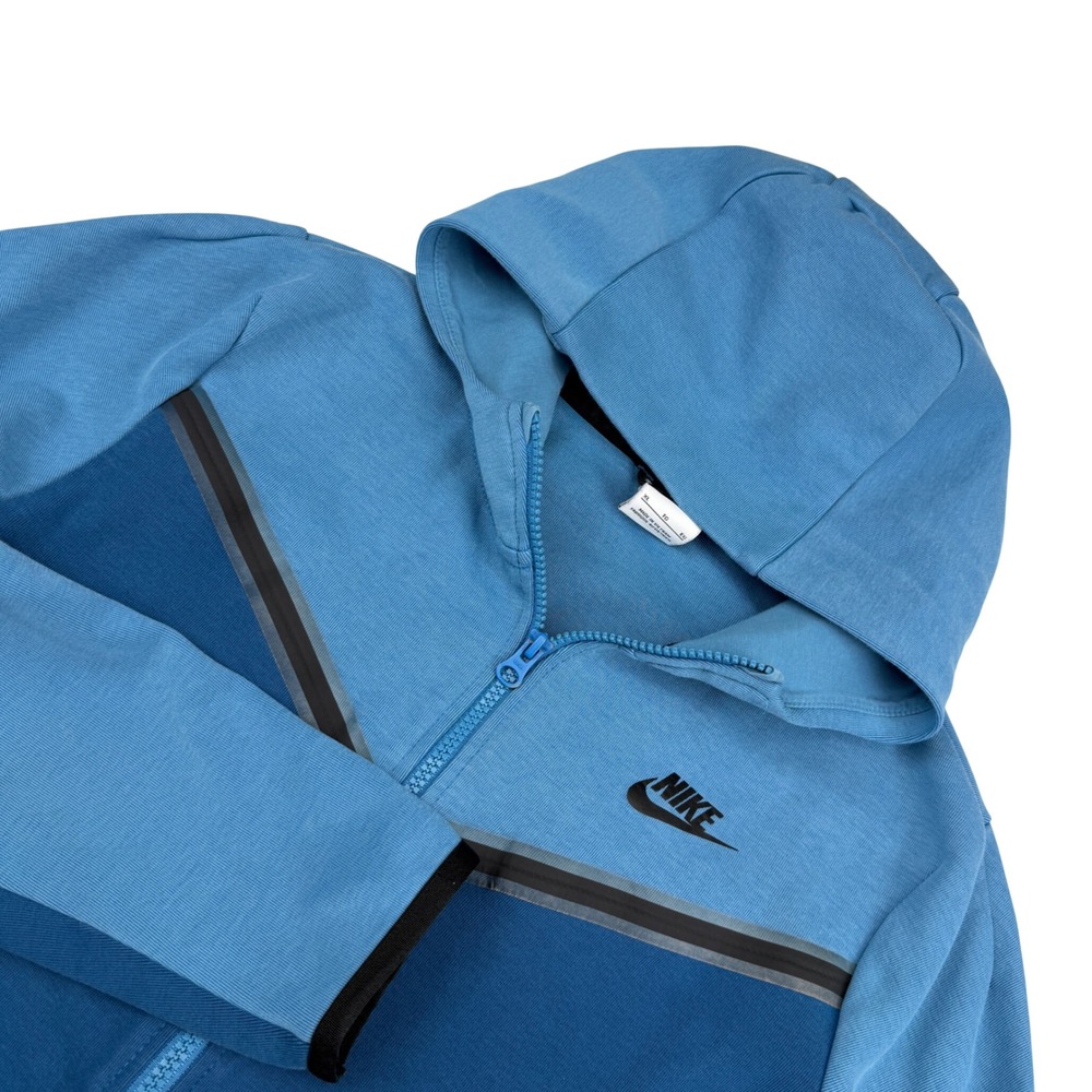 Nike Tech Fleece Full Zip Hoodie Boys XL Blue Colorblock CU9223-469 Activewear